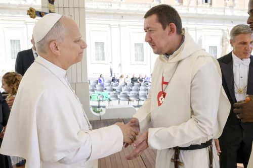 Pope Leon XIV with Father Damian