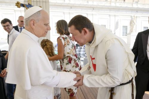 Pope Leon XIV with Father Damian